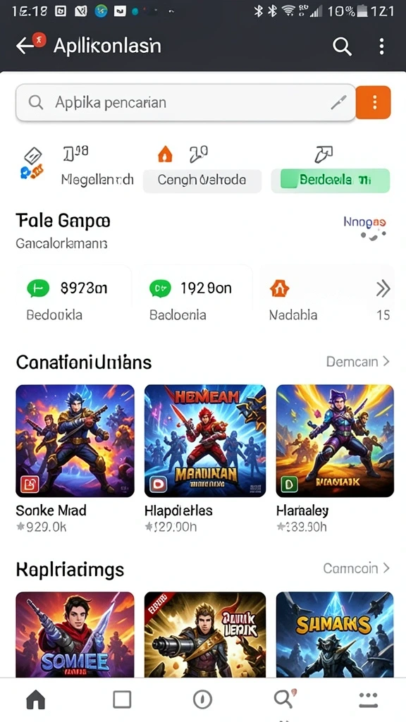 Screenshot 1 menampilkan antarmuka permainan yang modern dan menarik.