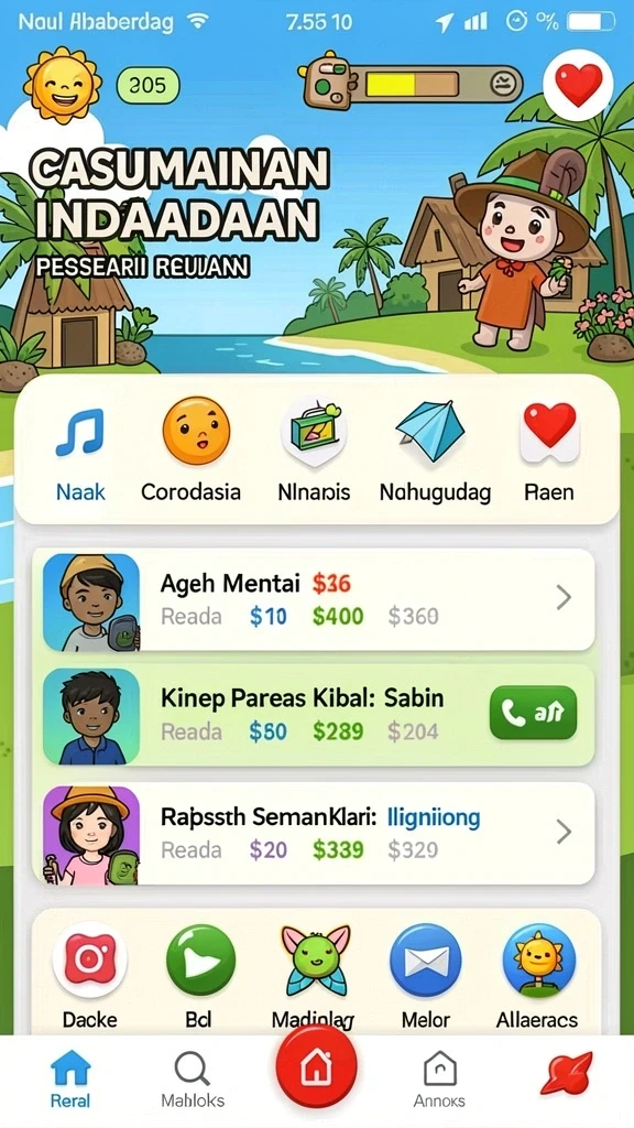 Screenshot menampilkan fitur sosial dengan leaderboard.